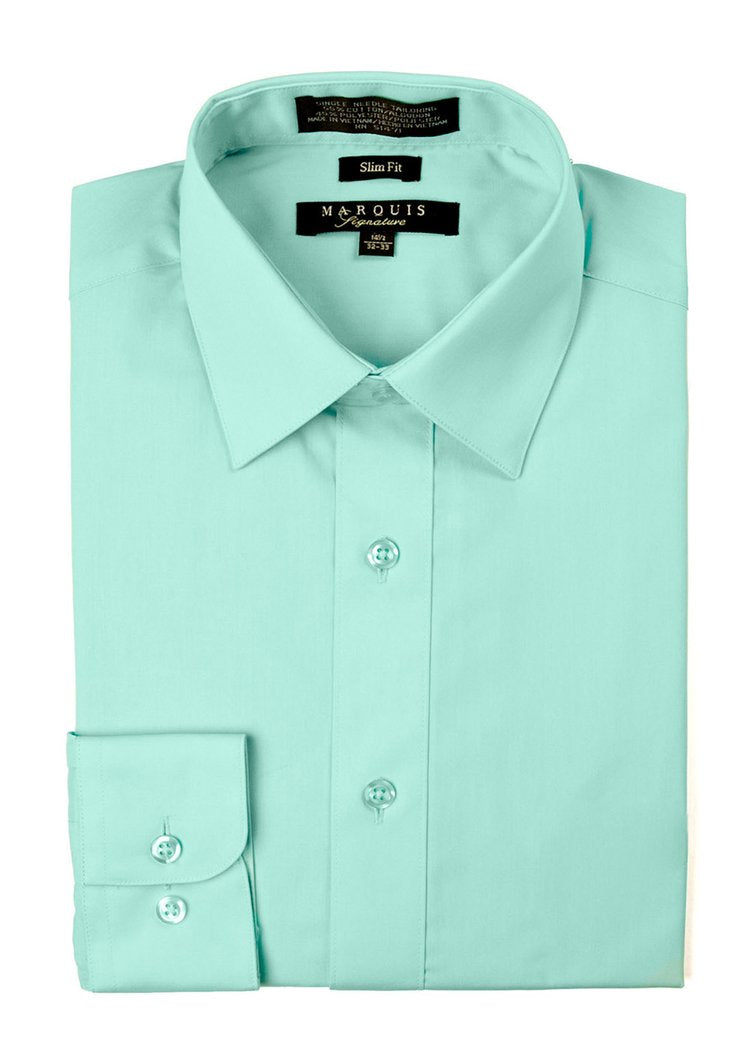 Mint Green Men long sleeve dress shirt slim fit