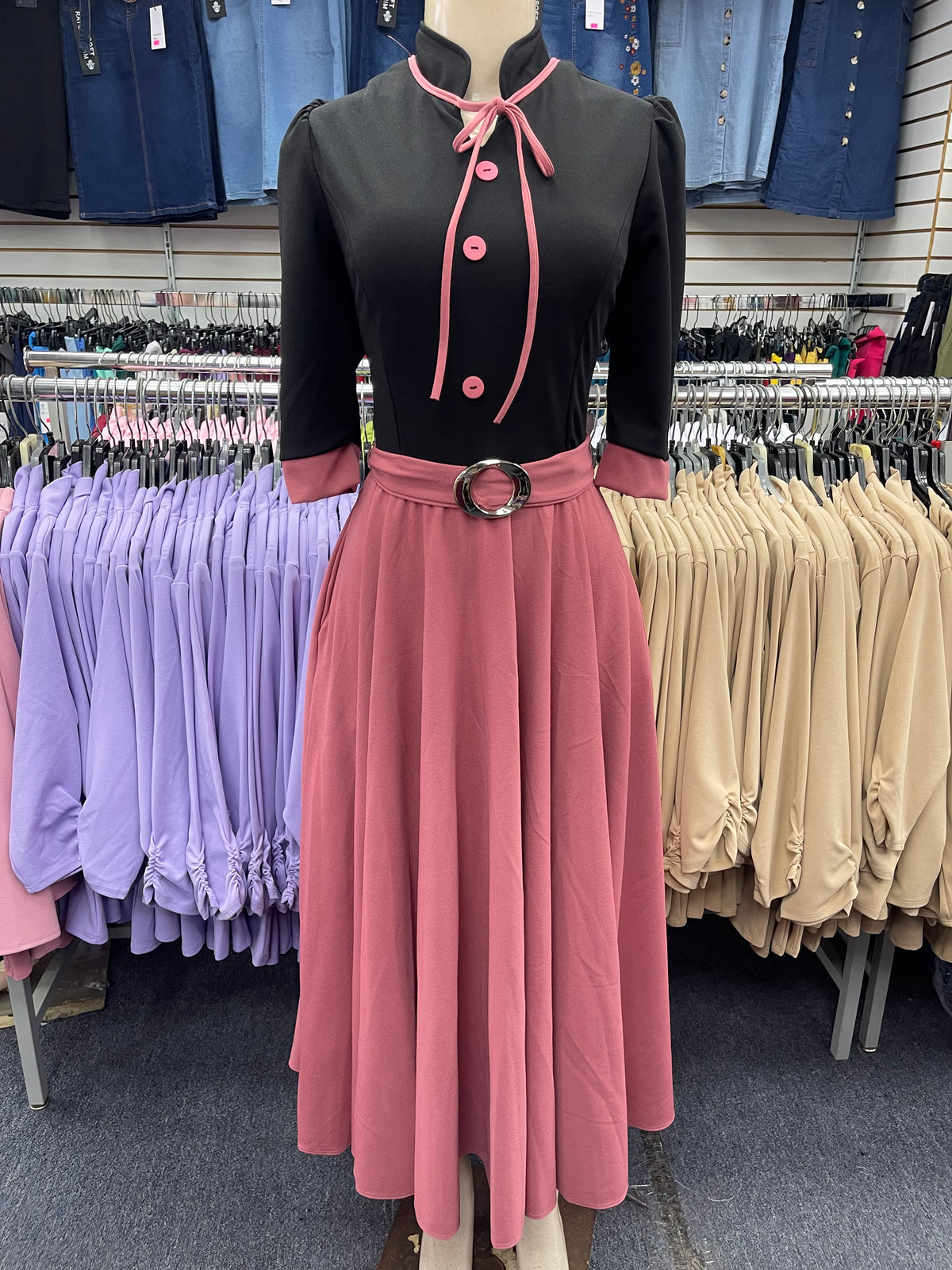 Sandra Mock-neck Dress Mauve