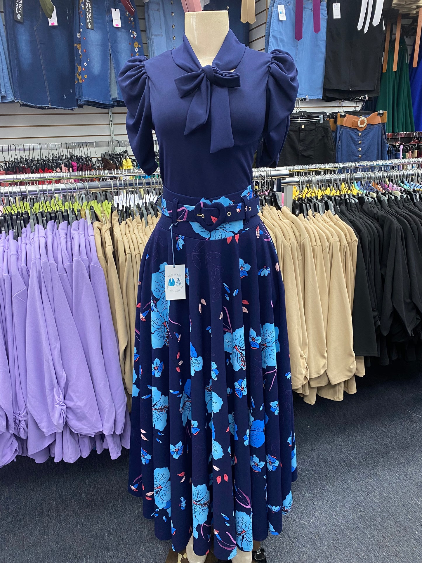 Millie Maxi Skirt Navy Floral
