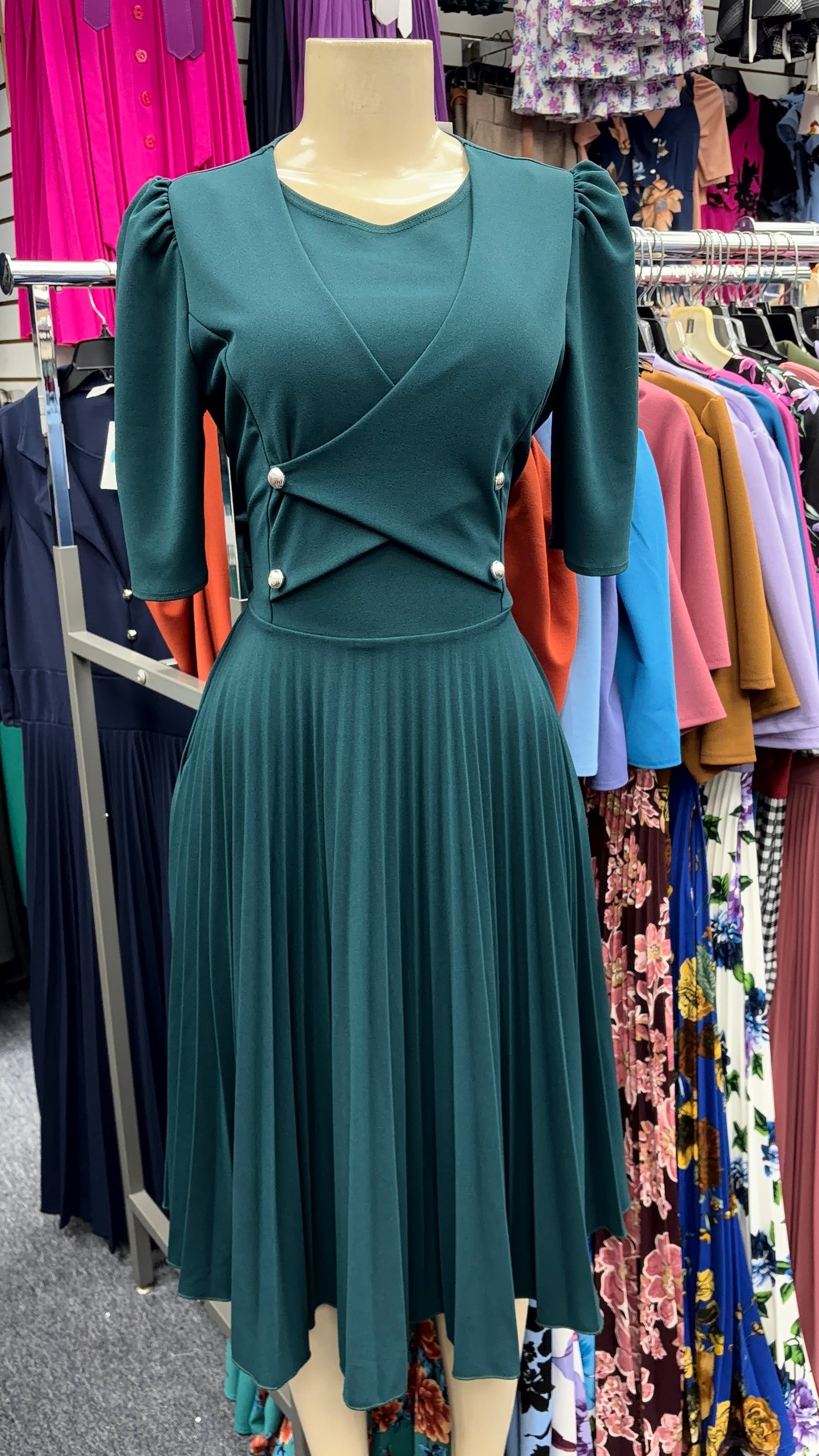 Leah Midi Dress Hunter Green