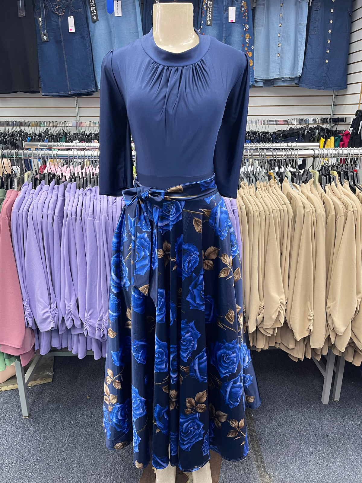 Aileen Satin Navy Blue Dress