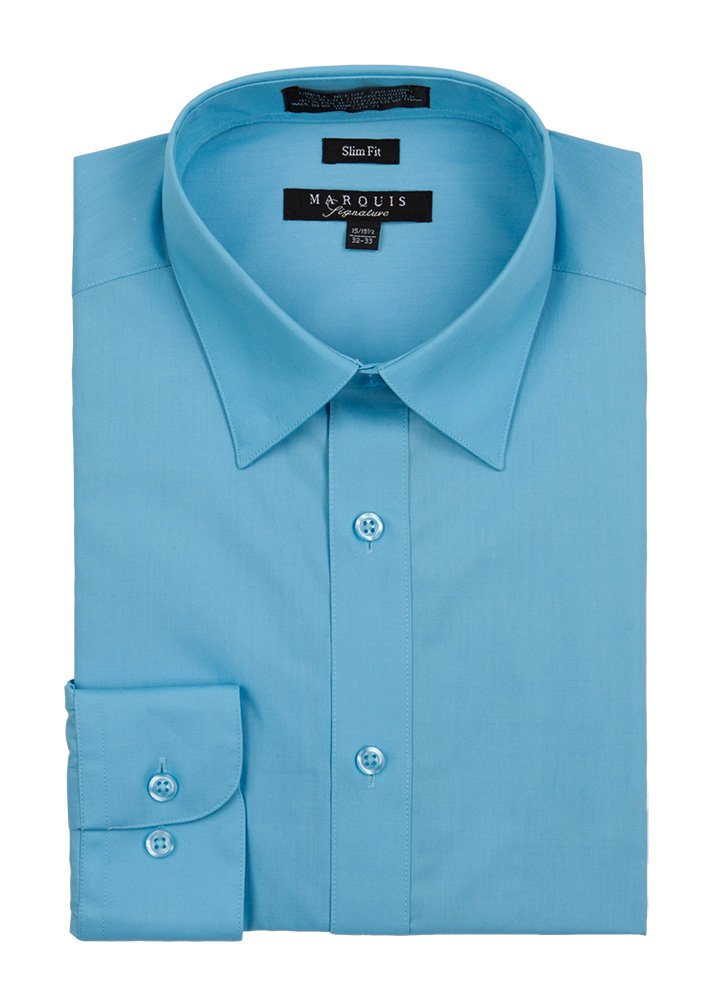 Sky Blue Men long sleeve dress shirt slim fit