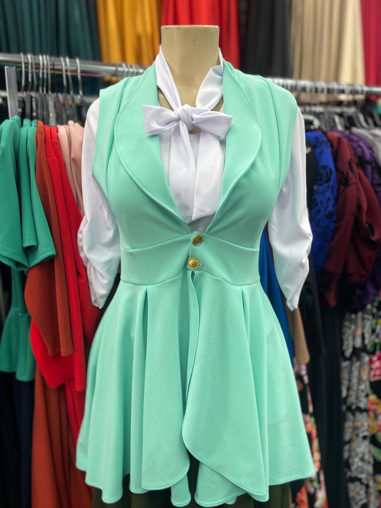 Button Down Mint Vest