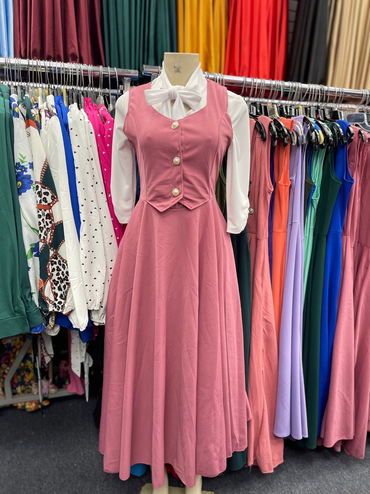 Audrey Mauve Overall Dress