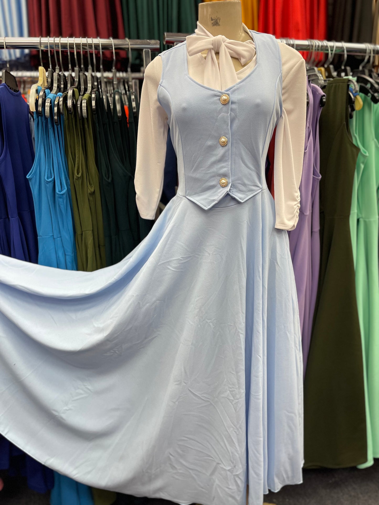 Audrey Baby Blue Overall Dress