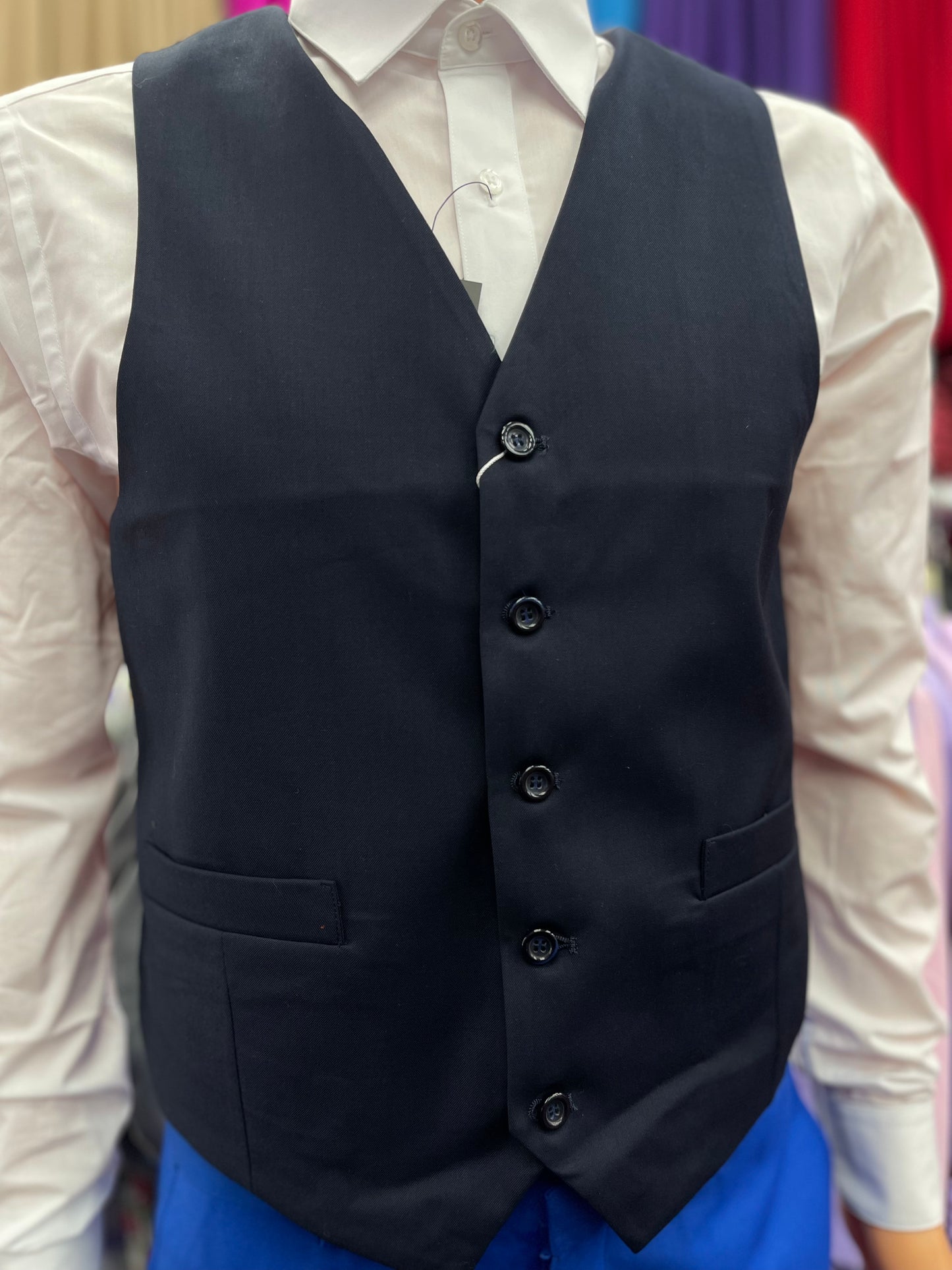 Mens Navy Blue Button Vest