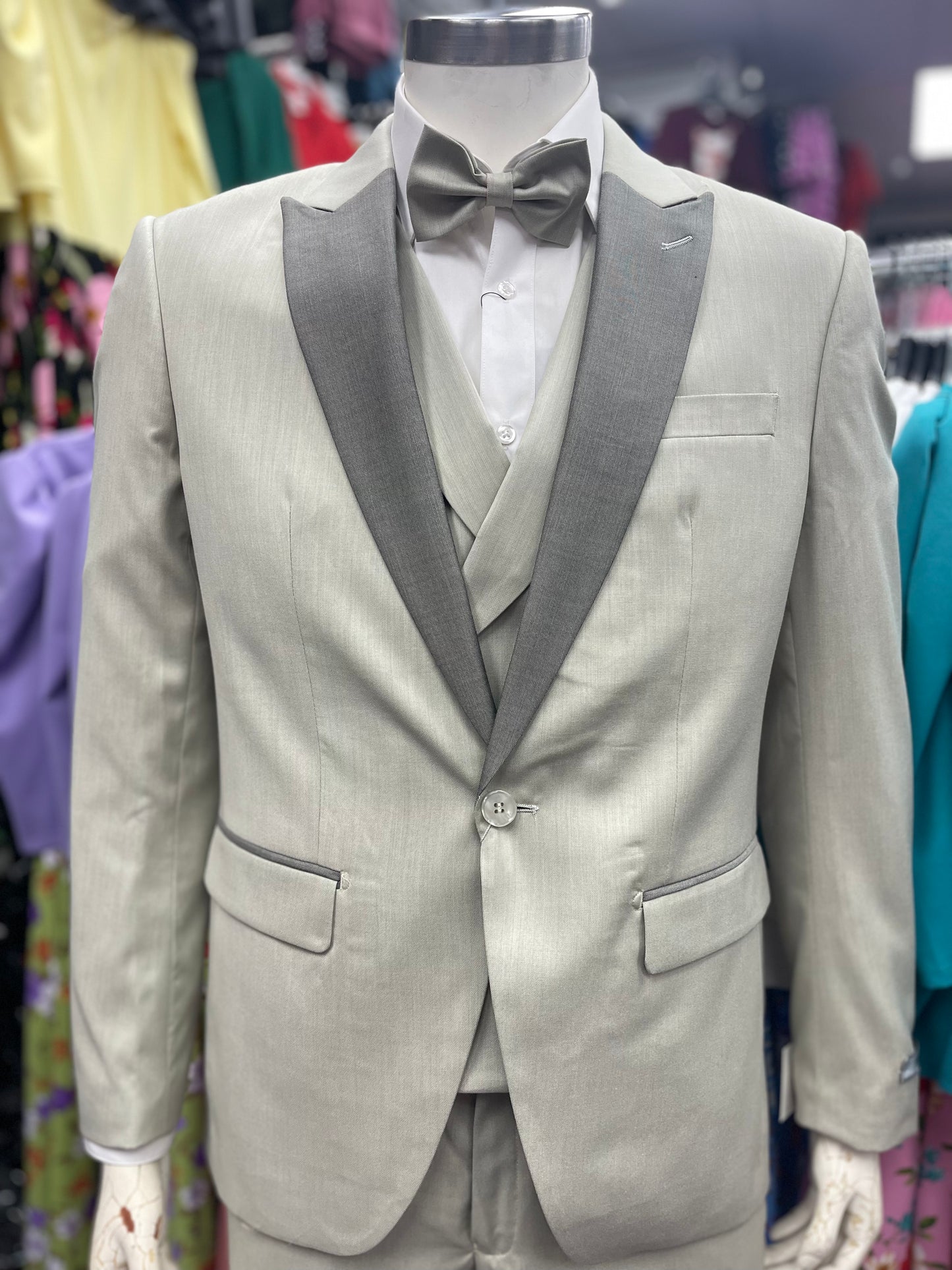 Men Slim Fit 4 pcs Suit Ecru