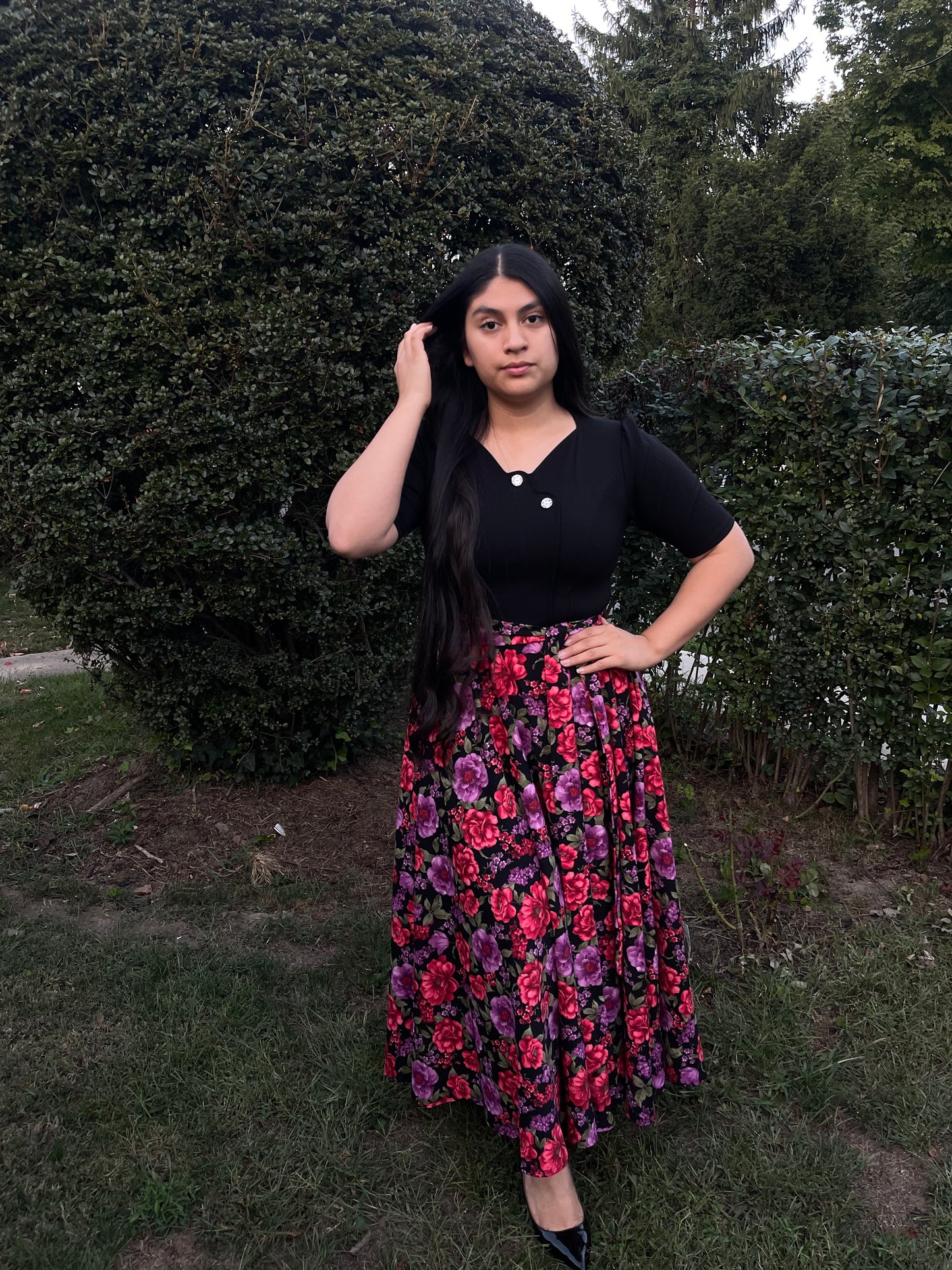 Daniela Maxi Floral Dress Black