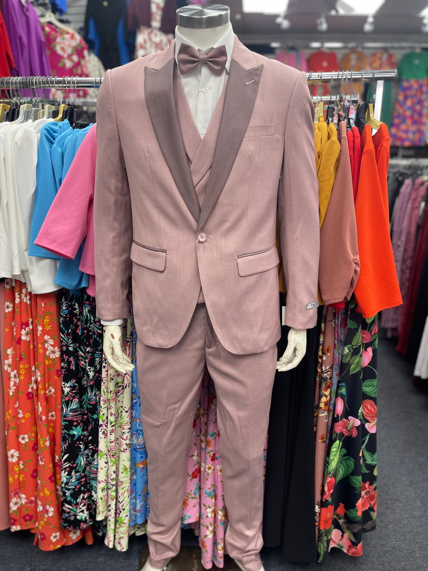 Men Slim Fit 4 pcs Suit Mauve