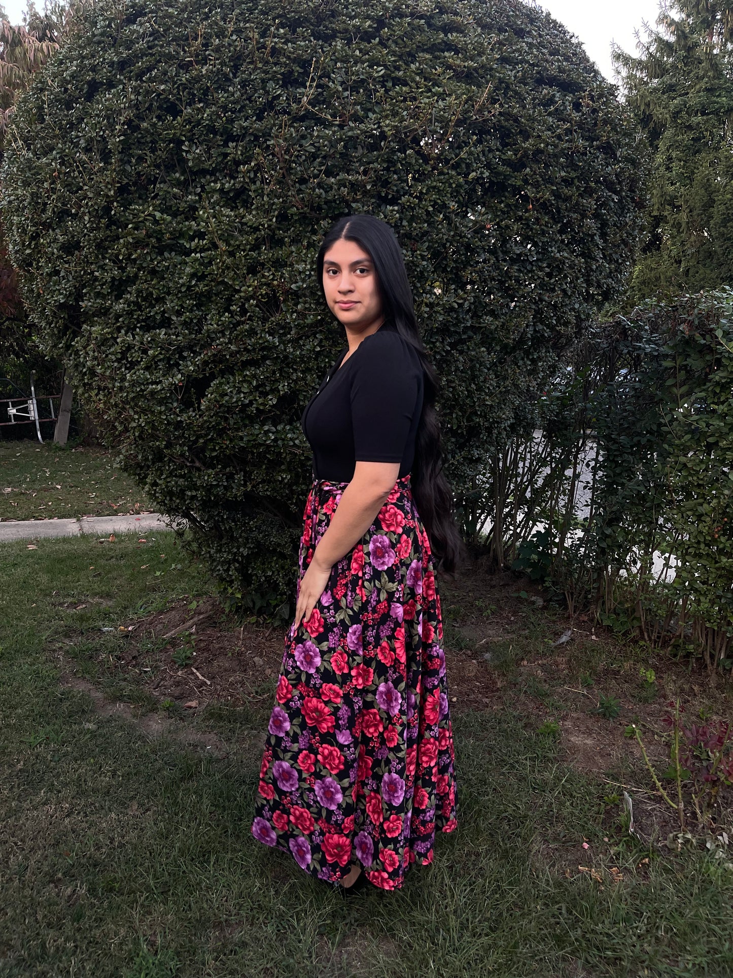 Daniela Maxi Floral Dress Black