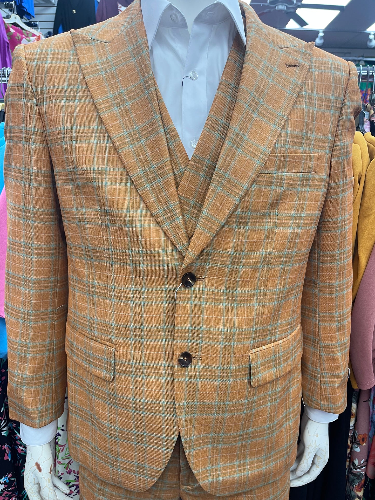 Men Modern Fit 3 pcs Suit Orange