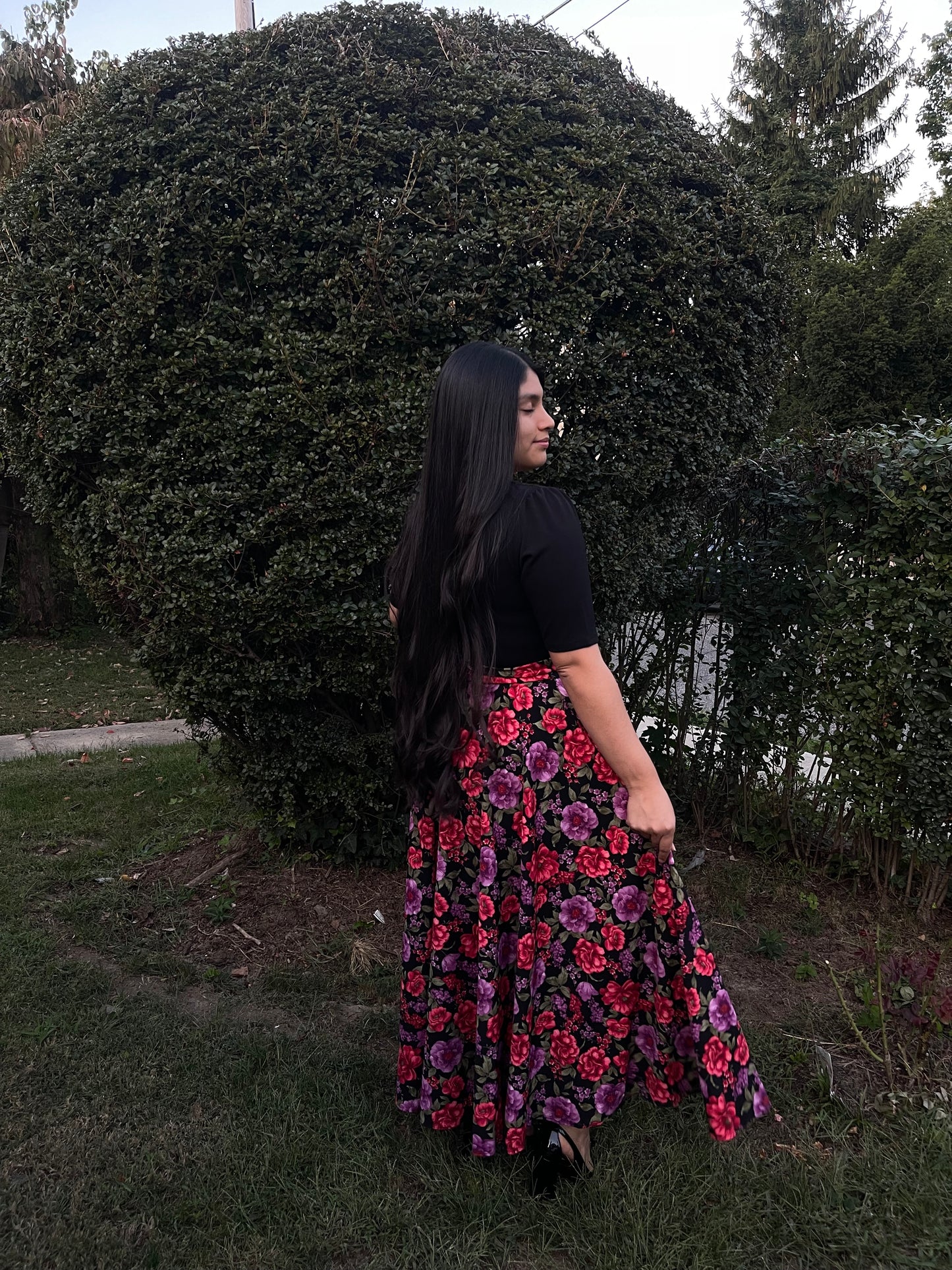Daniela Maxi Floral Dress Black