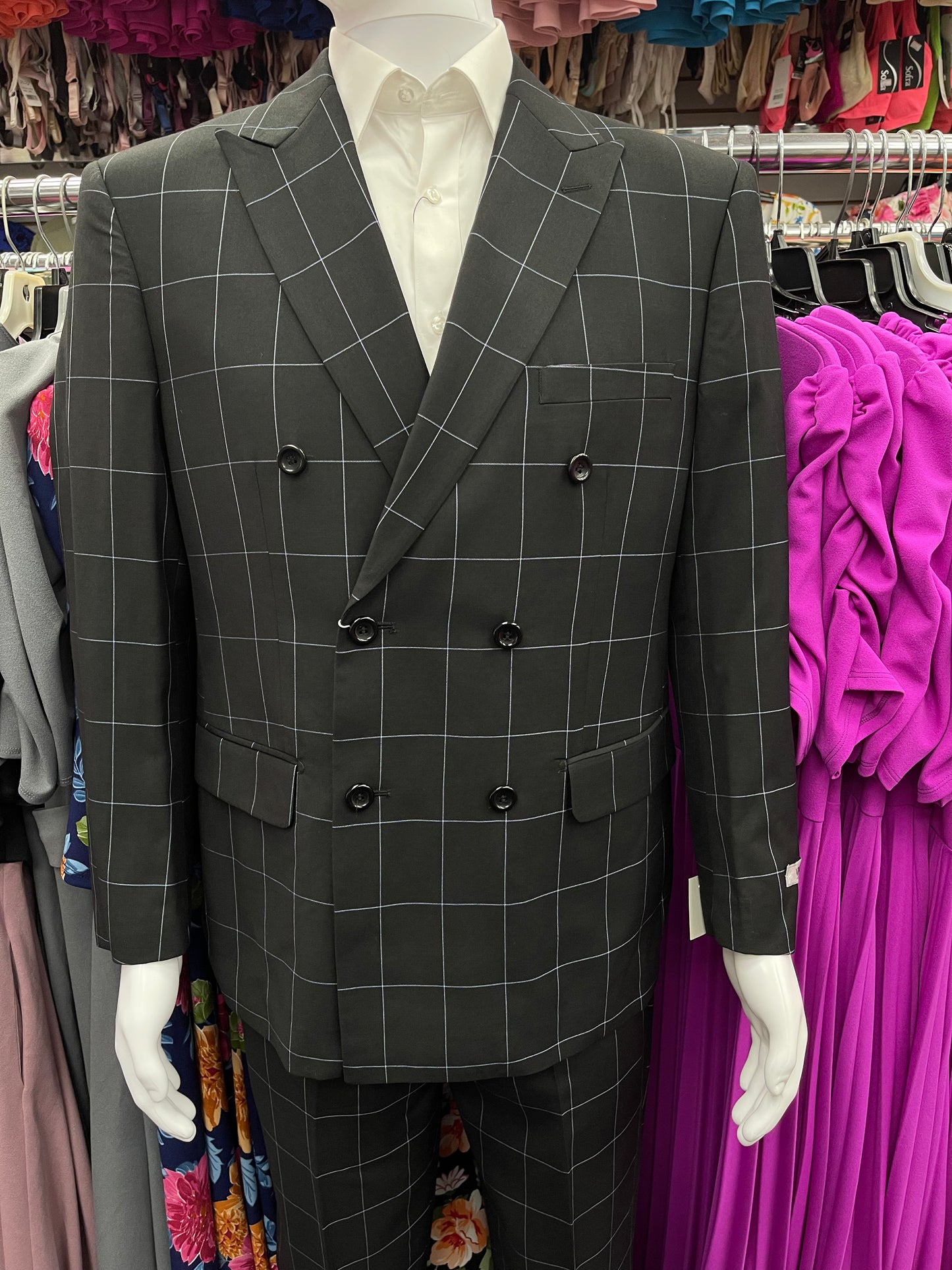 Double Breasted Modern Fit 2 pcs Black Suit