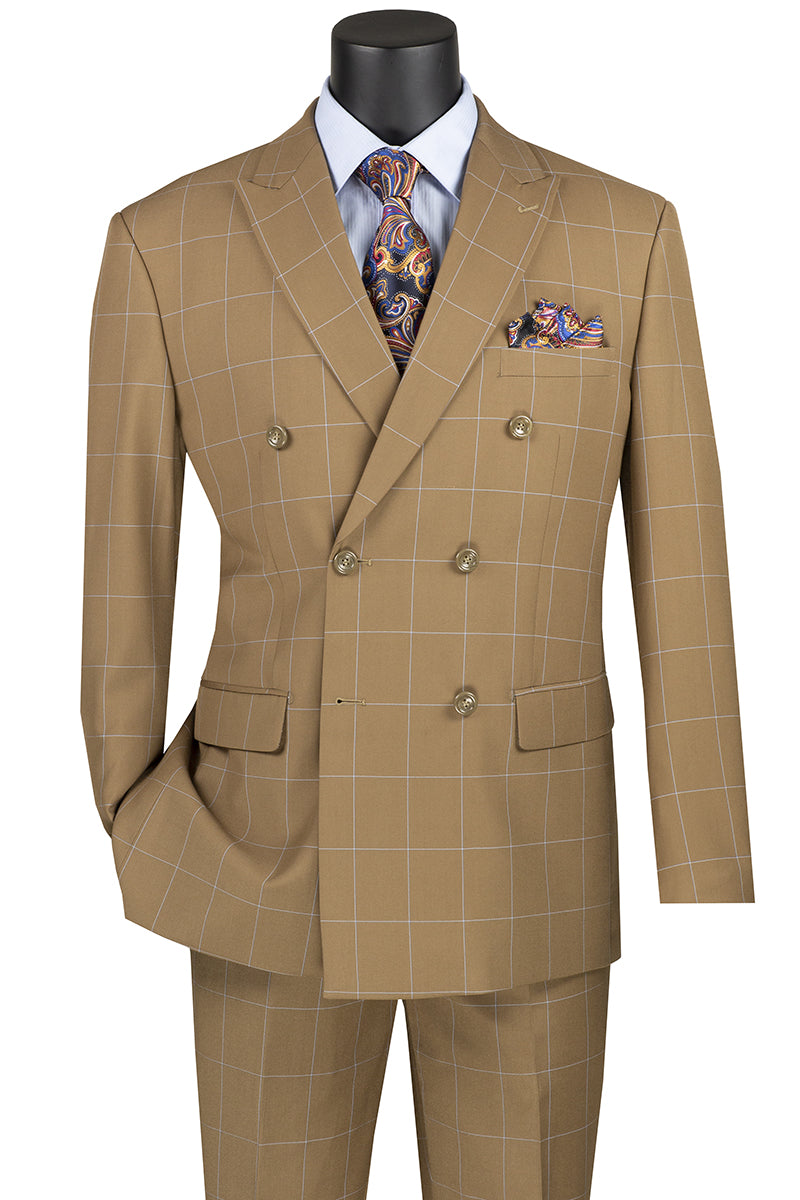 Double Breasted Modern Fit 2 pcs suit Camel