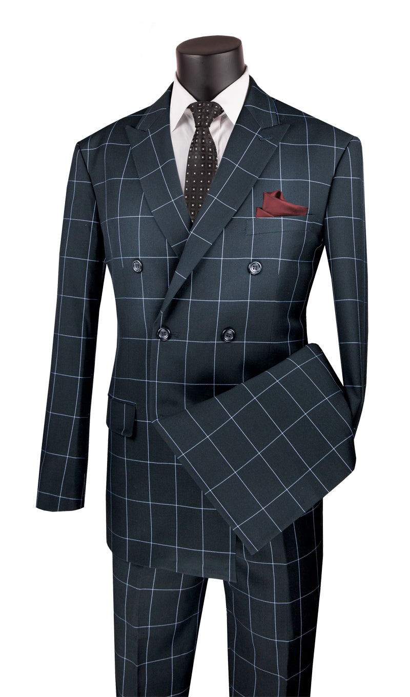 Double Breasted Modern Fit 2 pcs Black Suit