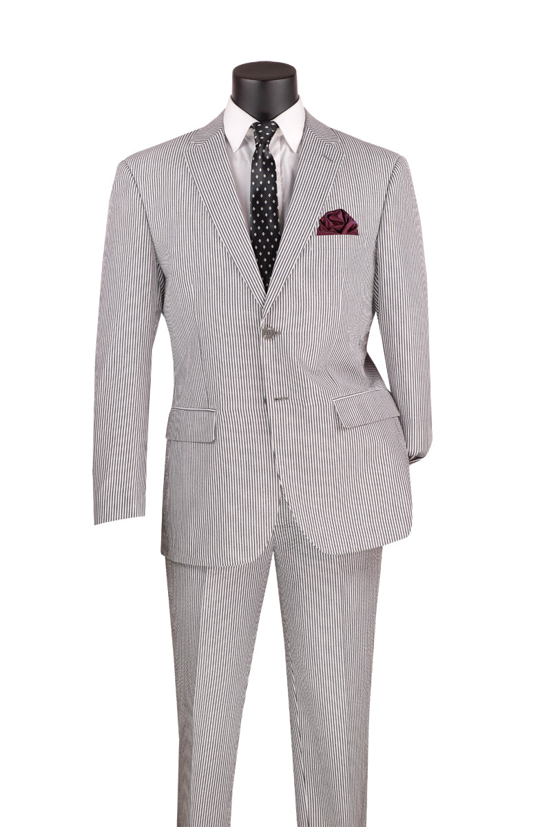 Modern Fit 2 Pcs Striped Suit Black