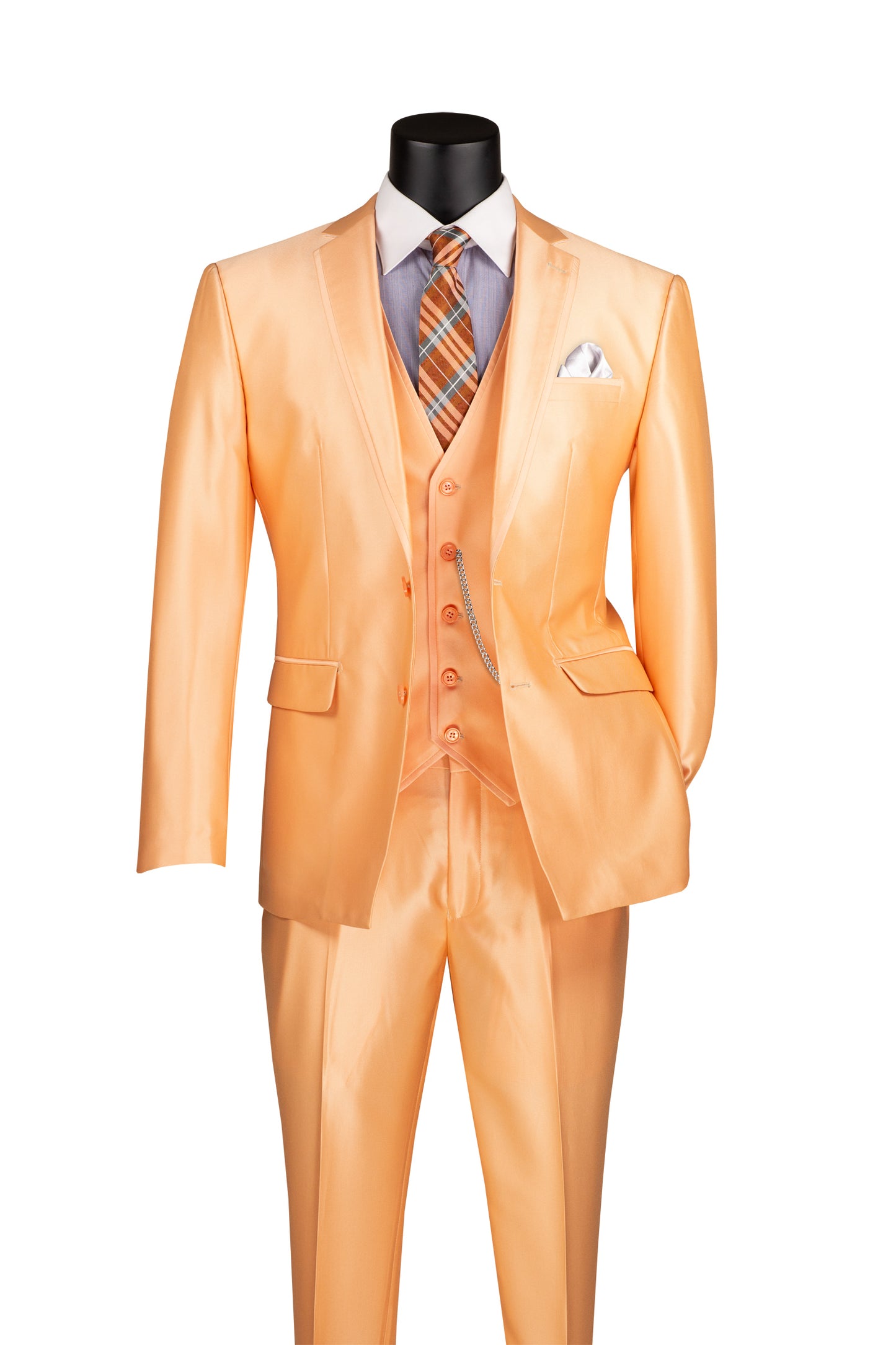 Traje de satén de 3 piezas Slim Fit Melón