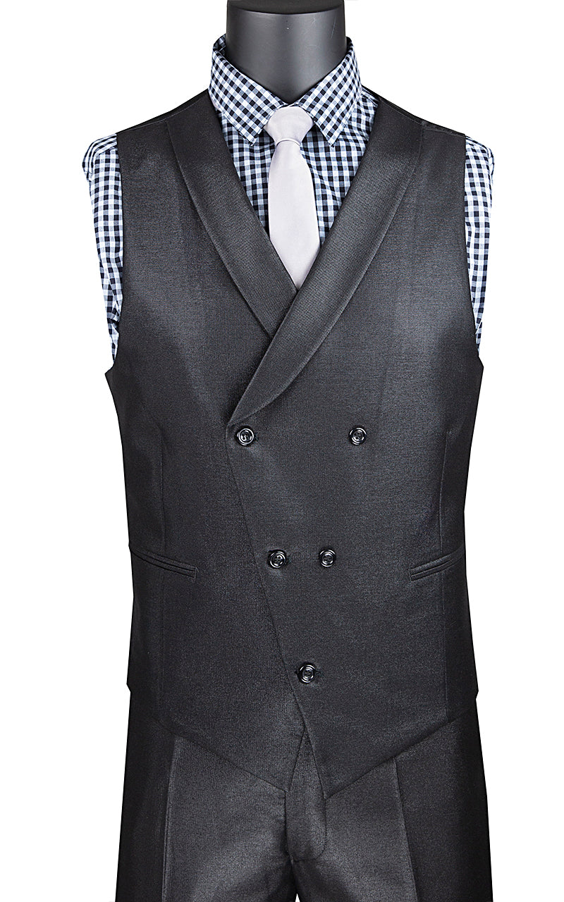 Modern Fit 3 Pcs Shiney Black Suit