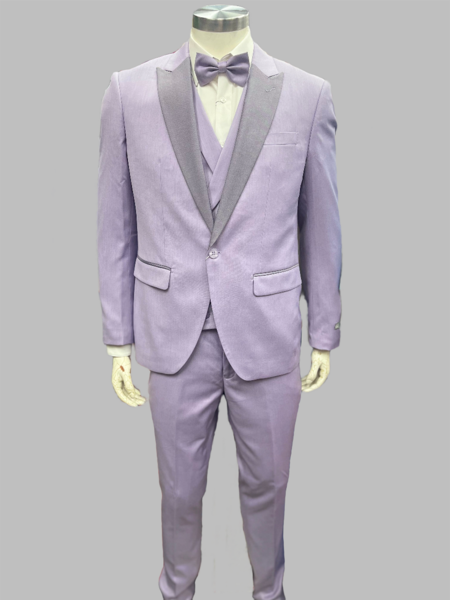 Men Slim Fit 4 Pcs Suit Lavender