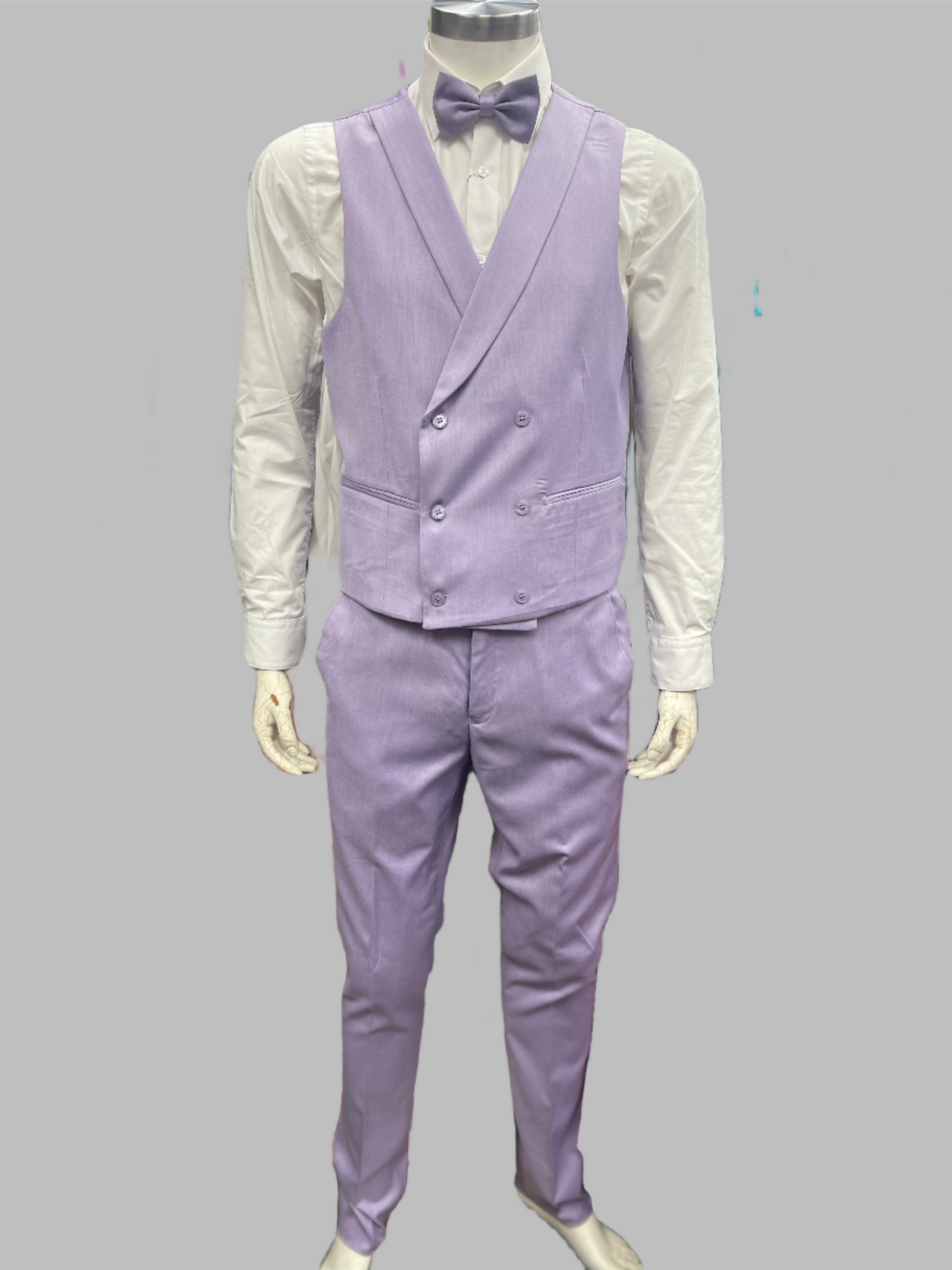 Men Slim Fit 4 Pcs Suit Lavender