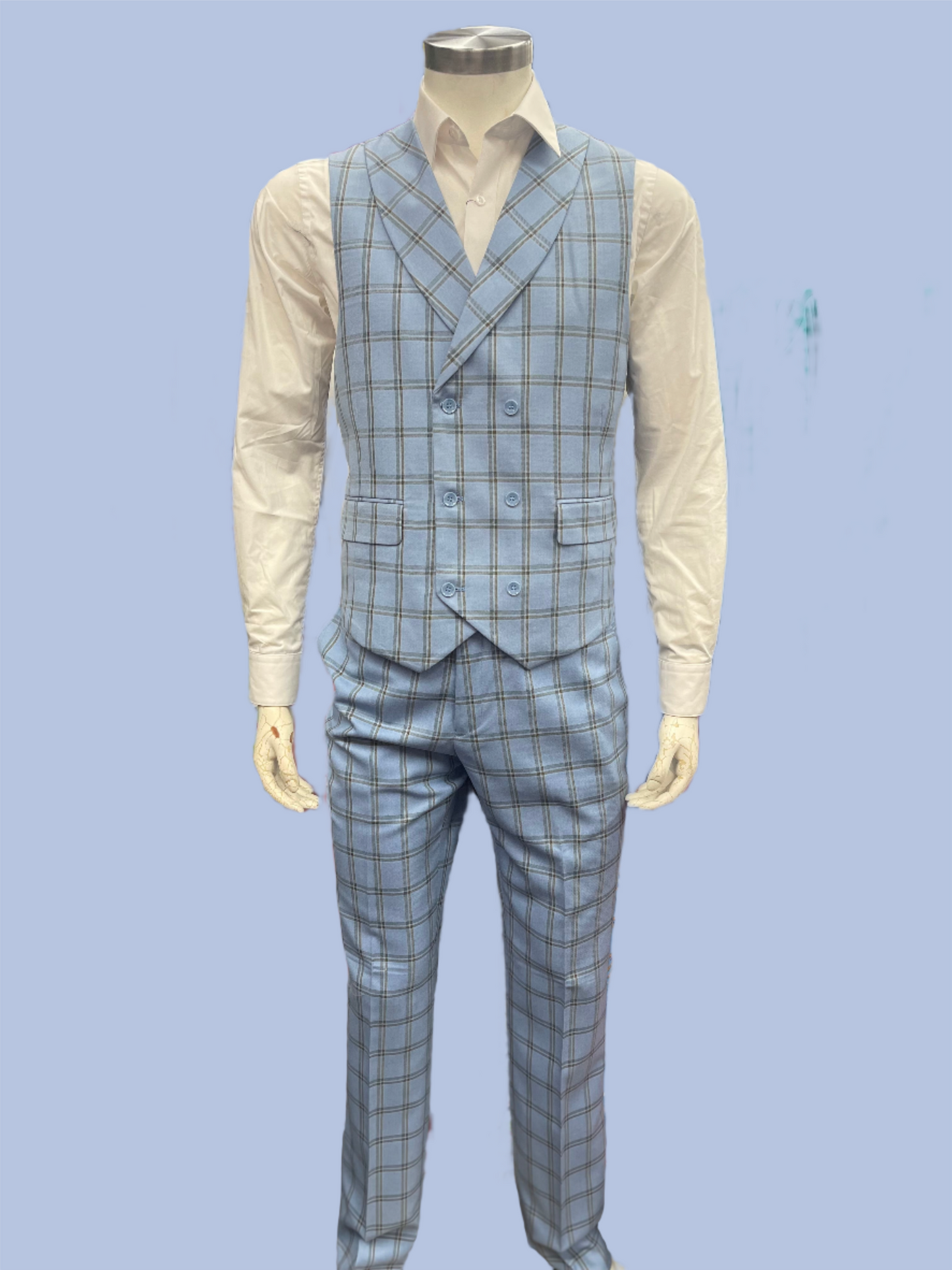 Men Modern Fit 3 pcs Suit Light blue