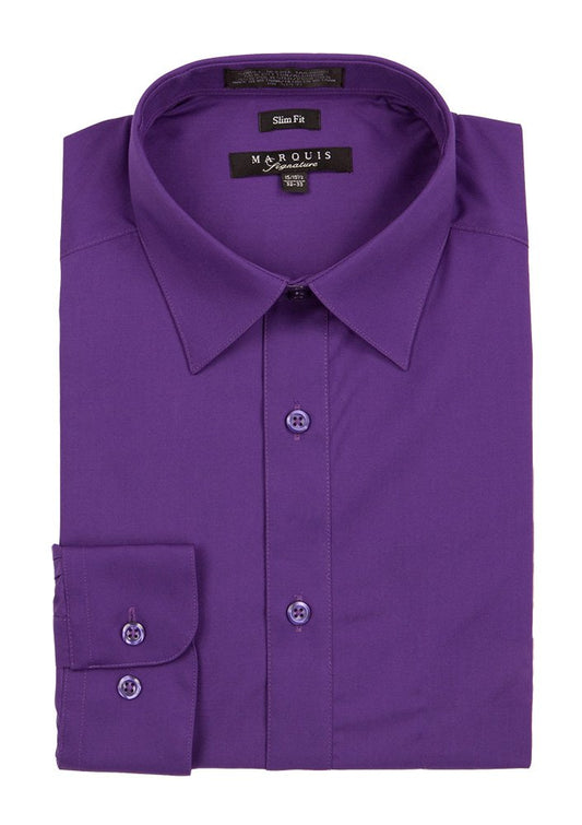 purple Men's Long sleeve dress shirt slim fit
