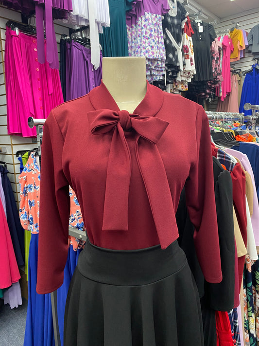 Bow Blouse Burgundy