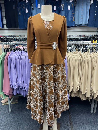 Cassia Sepia Brown Embroidered