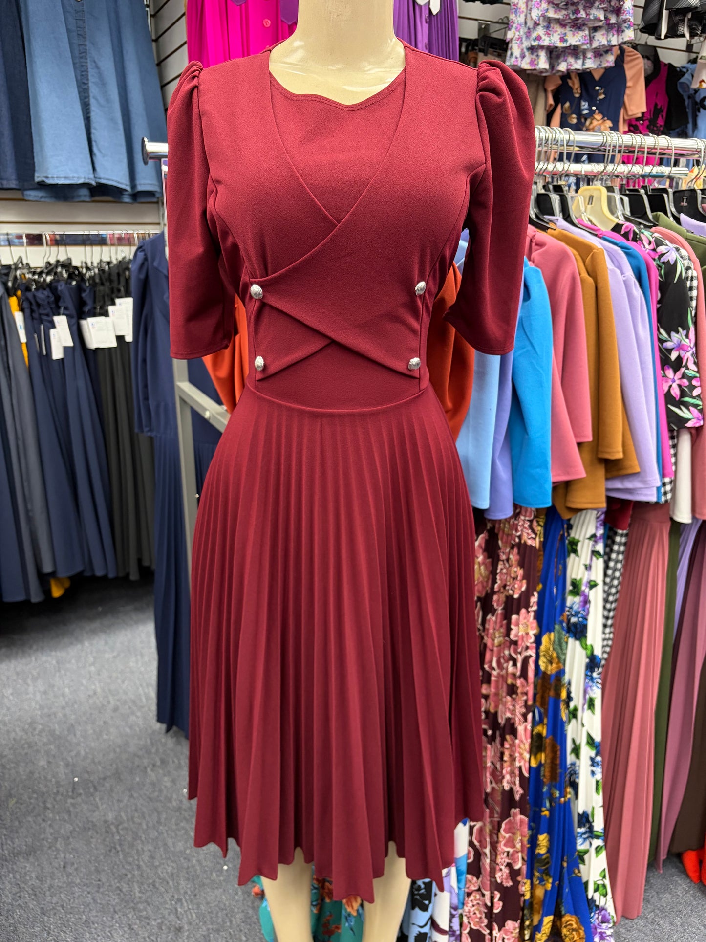 Leah Midi Dress Burgundy