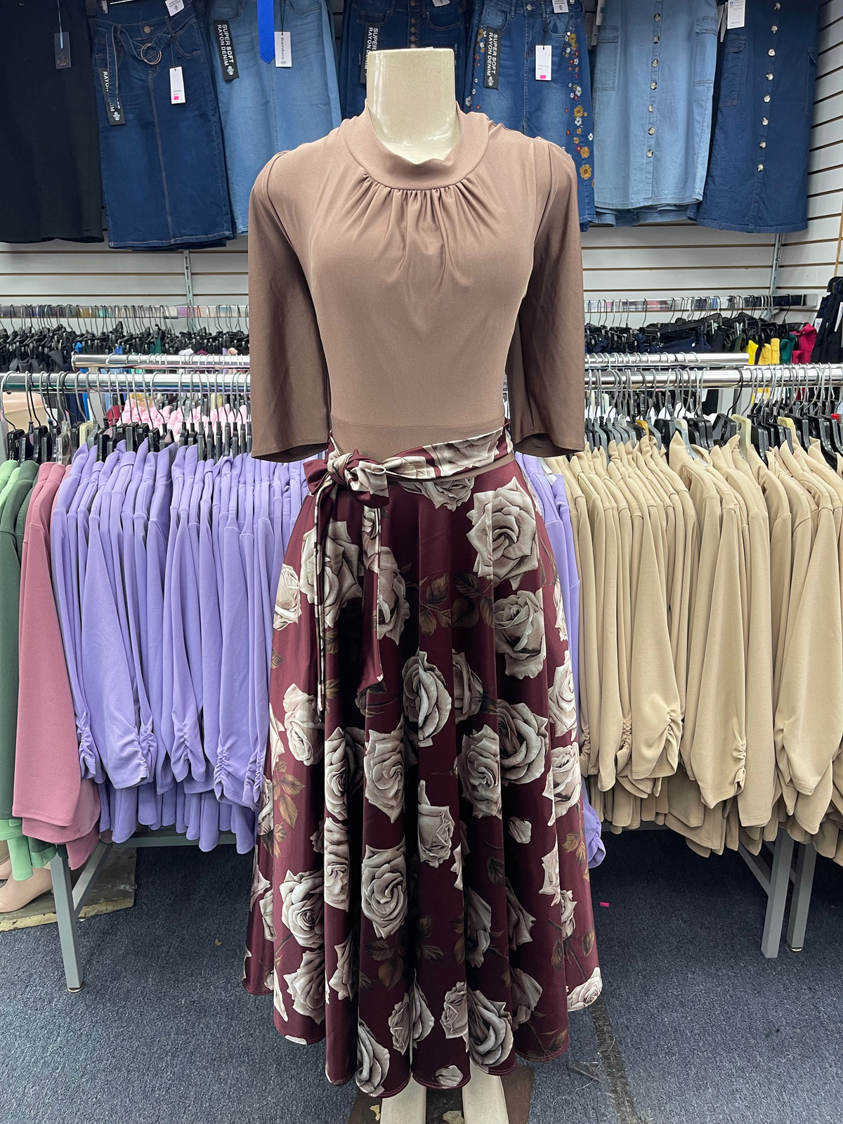 Aileen Satin Mocha Dress