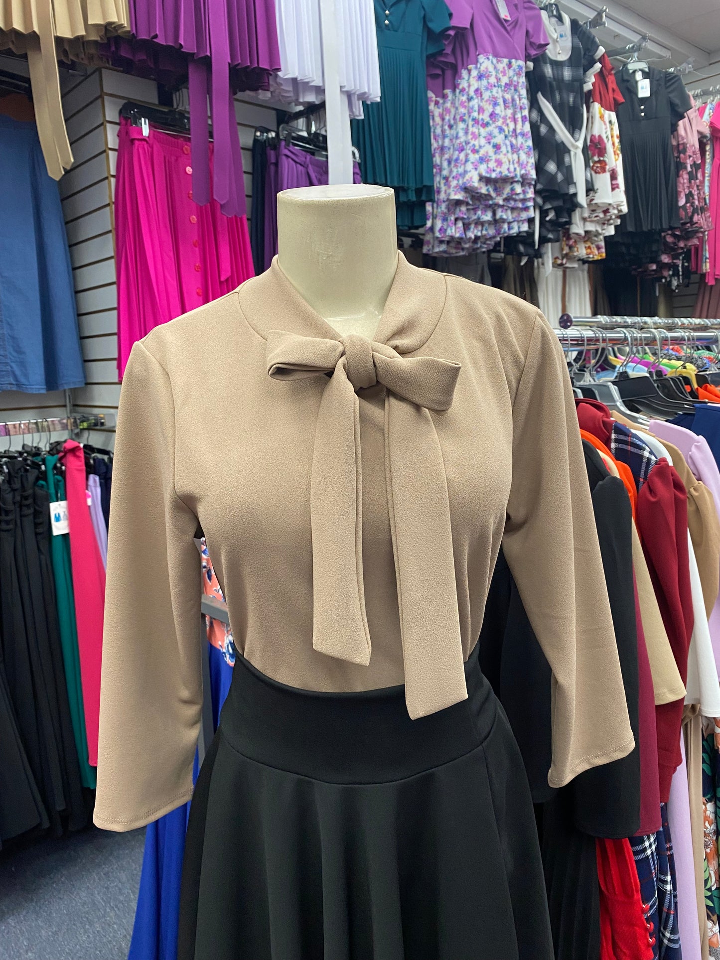 Bow Blouse Dark Tan