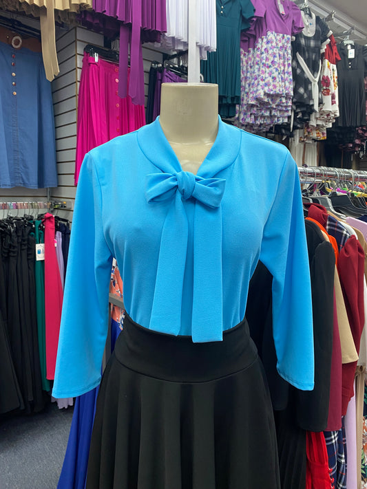 Bow Blouse Ocean Blue