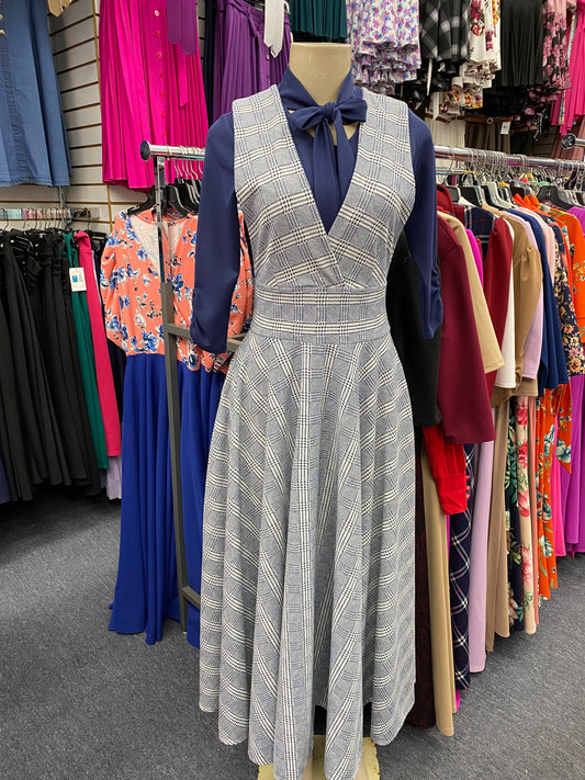Plaid Navy Overall