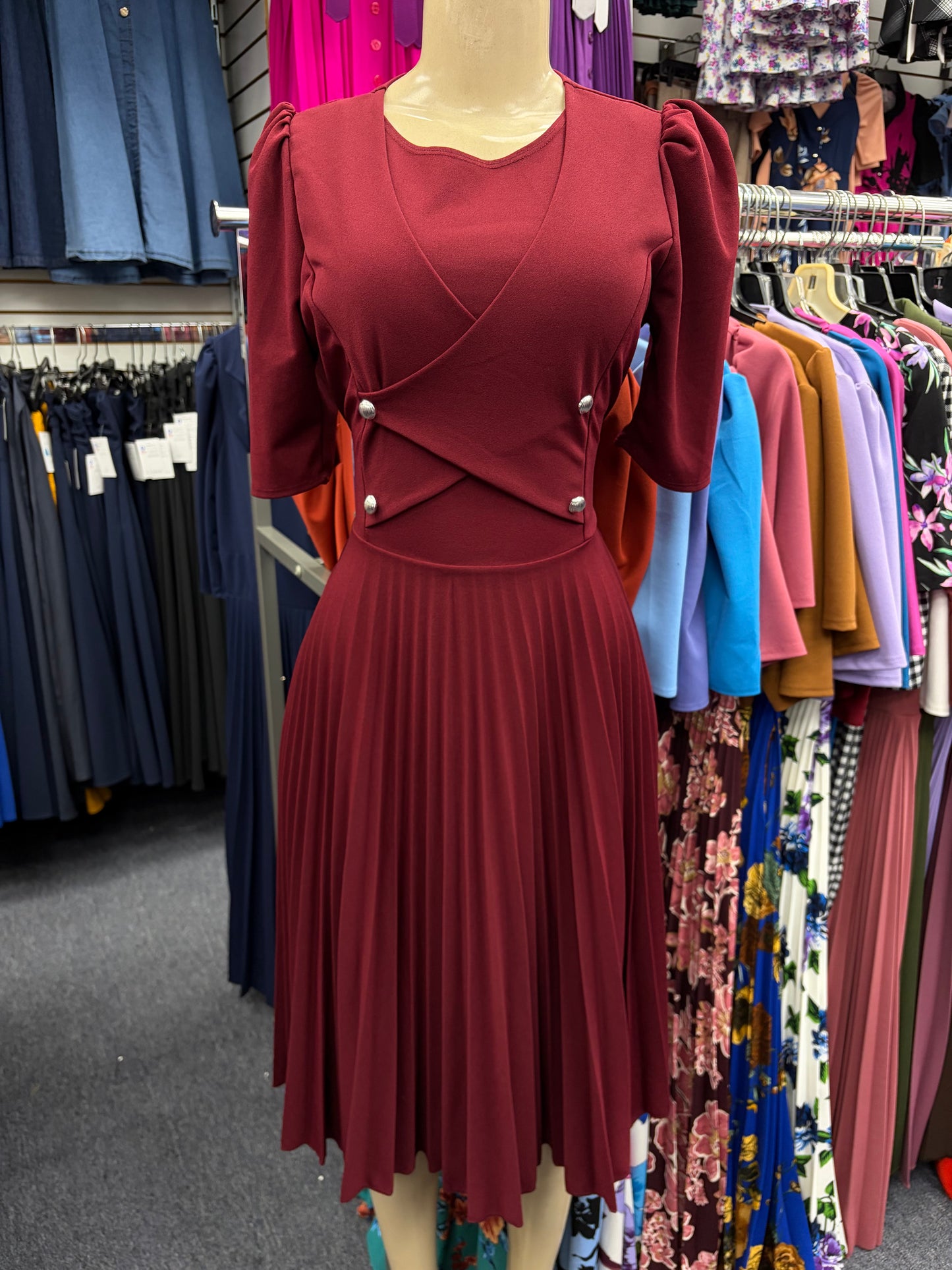Leah Midi Dress Burgundy