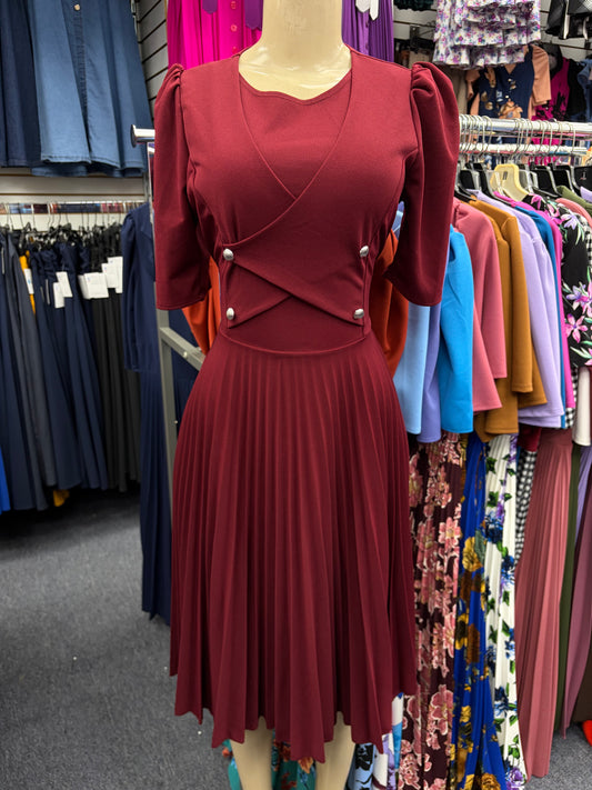 Leah Midi Dress Burgundy