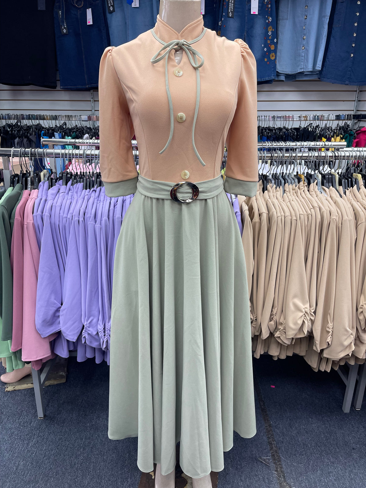Sandra Mock-neck Dress sage
