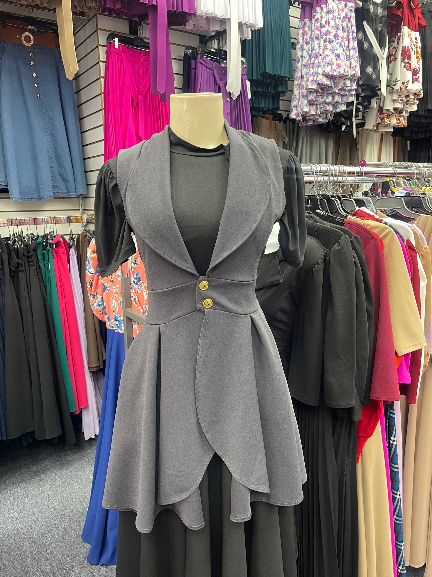 Button Down Vest Grey