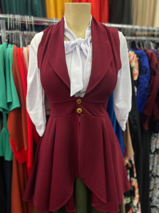 Button Down Burgundy Vest