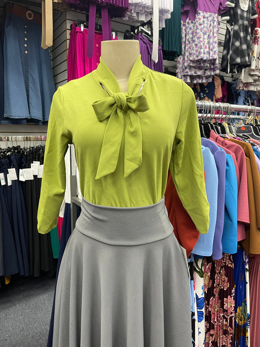 Bow Blouse Leaf Green