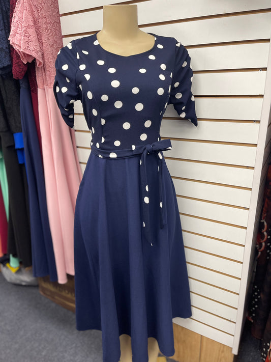 Lena Dot Dress navy