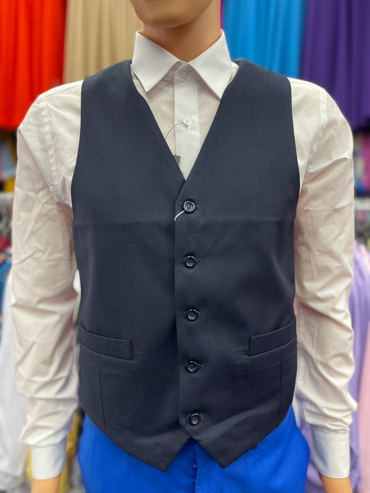 Mens Navy Blue Button Vest