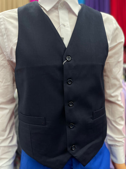 Mens Navy Blue Button Vest