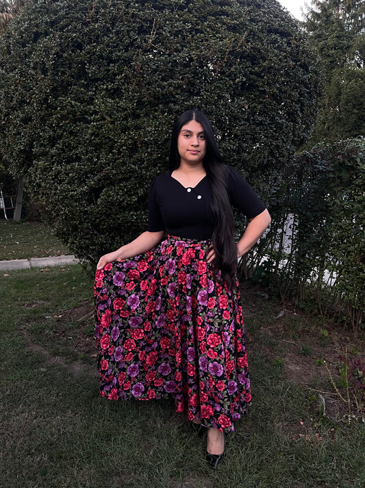 Daniela Maxi Floral Dress Black