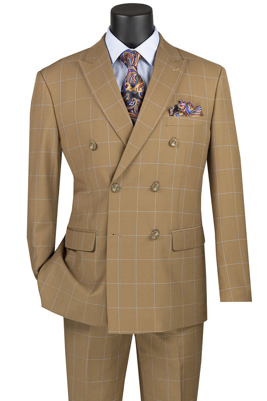 Double Breasted Modern Fit 2 pcs suit Camel