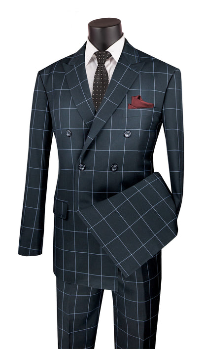 Double Breasted Modern Fit 2 pcs Black Suit