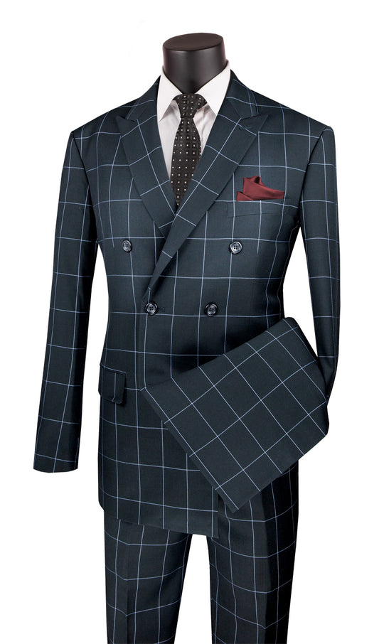 Double Breasted Modern Fit 2 pcs Black Suit