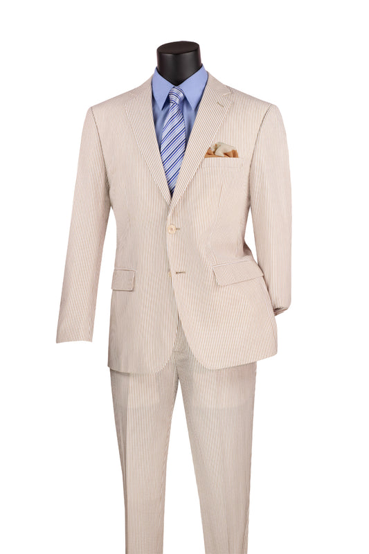 Modern Fit Striped 2 Pcs Suit TAN