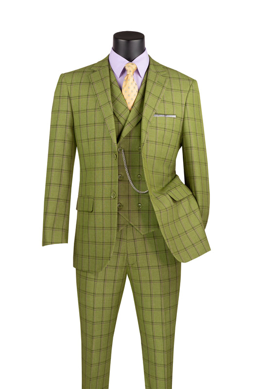 Men Modern Fit suit 3 pcs Moss green
