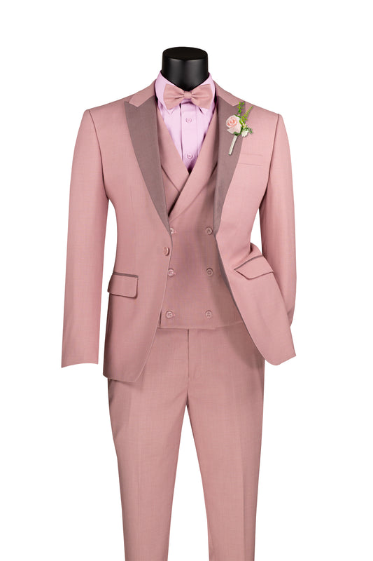 Men Slim Fit 4 pcs Suit  Mauve