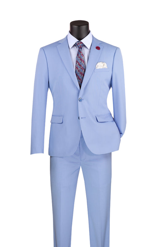Ultra Slim Fit 2 Pcs Suit Light Blue